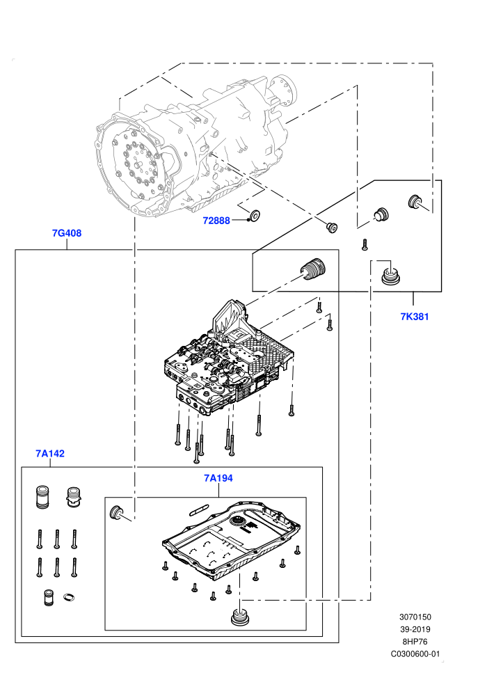 Valve Body - Main Control & Servo's (3.0L AJ20D6 Diesel High,3.0L AJ20P6 Petrol High,8 Speed Auto Trans ZF 8HP76)(Nitra Plant Build)