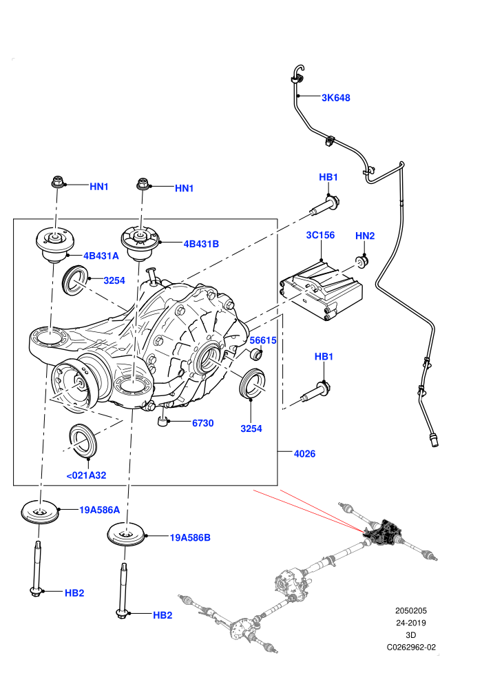 Rear Axle (Rear Axle Open Style Differential)(Solihull Plant Build)((V)FROMHA000001)