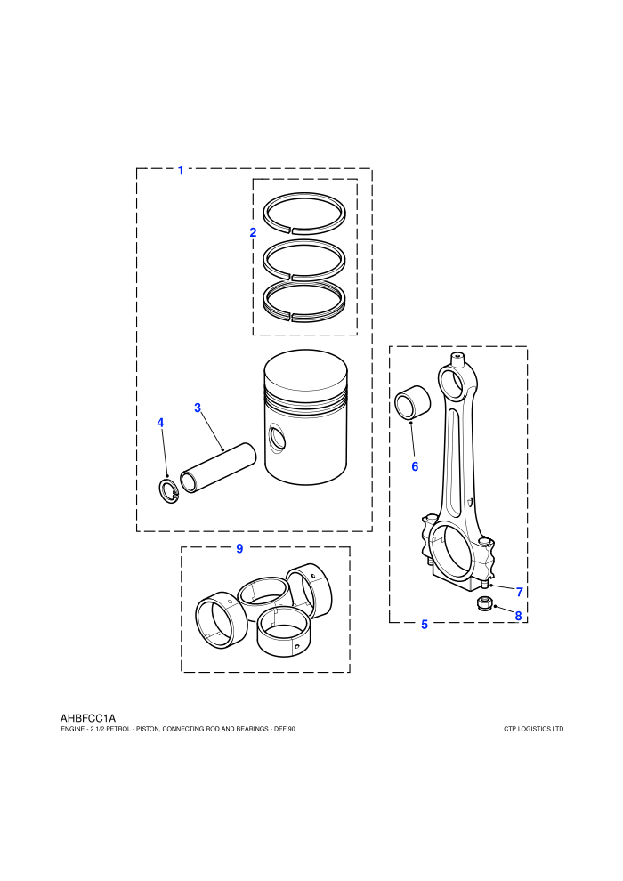 Piston, Connecting Rod & Bearings (2.5L 4 Cyl L/R Petrol)