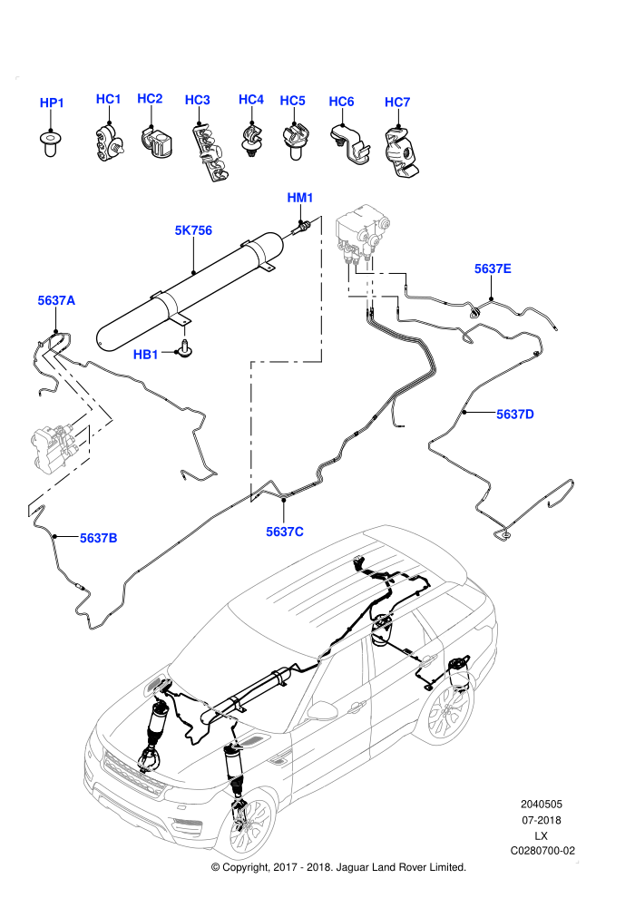 Air Suspension Compressor And Lines (Electronic Air Suspension With ACE,Sport Suspension w/ARC,With Four Corner Air Suspension,With Performance Suspension)((V)FROMJA000001)