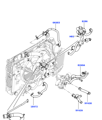 LR022730 LUMER ШЛАНГ (Радиаторный отопитель - питание и возврат) 4.4D