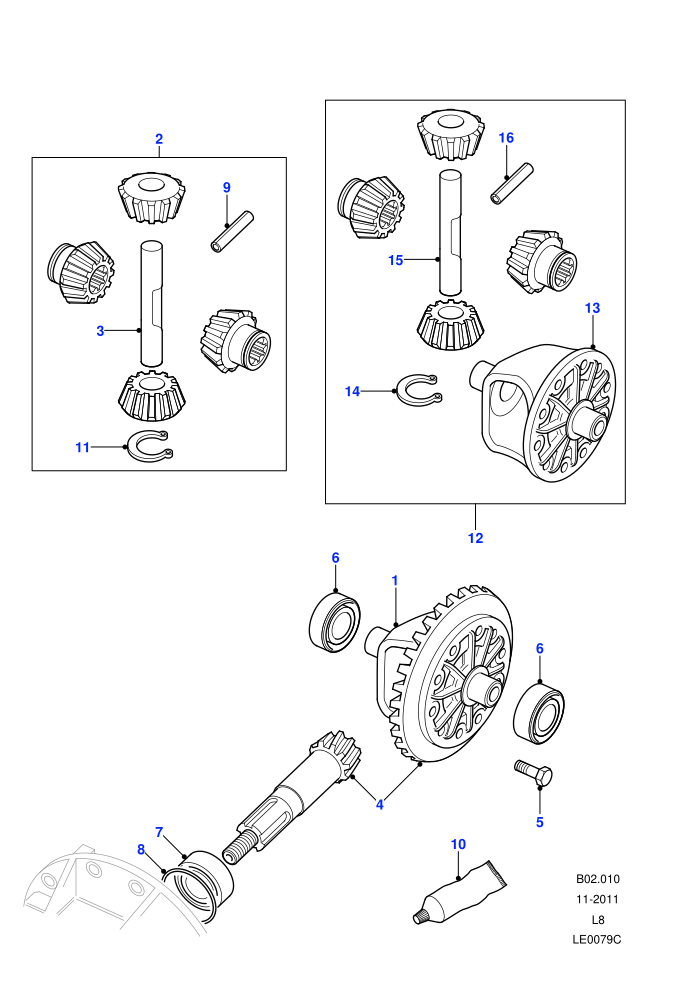 Crownwheel And Pinion - 2 Pinion (90&nbsp;Wheelbase)((V)FROM7A000001)