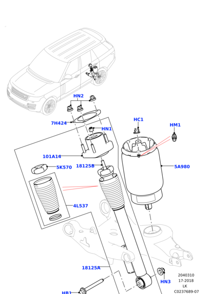 LR034244 LAND ROVER Опора заднего амортизатора RRN c 2013 -