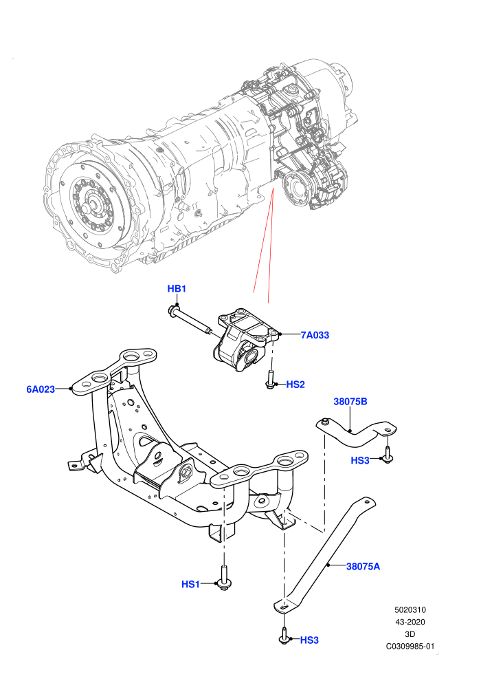 Transmission Mounting (3.0L AJ20D6 Diesel High)(Nitra Plant Build)((V)FROMM2000001)