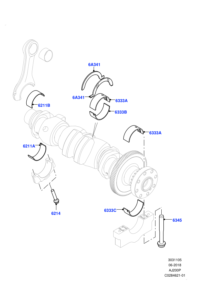 Crankshaft/Pistons And Bearings (2.0L I4 High DOHC AJ200 Petrol,2.0L I4 Mid DOHC AJ200 Petrol,Changsu (China))