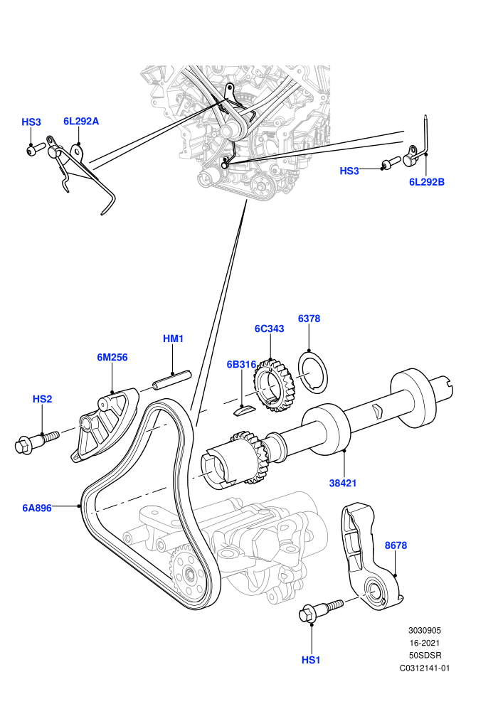 Timing Gear (5.0 Petrol AJ133 DOHC CDA)(Auxiliary Drive,Nitra Plant Build)((V)FROMM2000001)