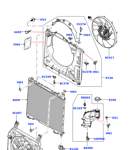 LR112861 GREEN OVAL Вентилятор радиатора D4/RRN/RRS V8 5.0L