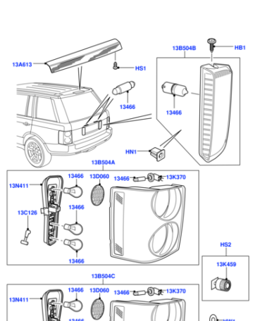 XFB500321LPO LAND ROVER Фонарь заднего крыла правый RRN 4.2