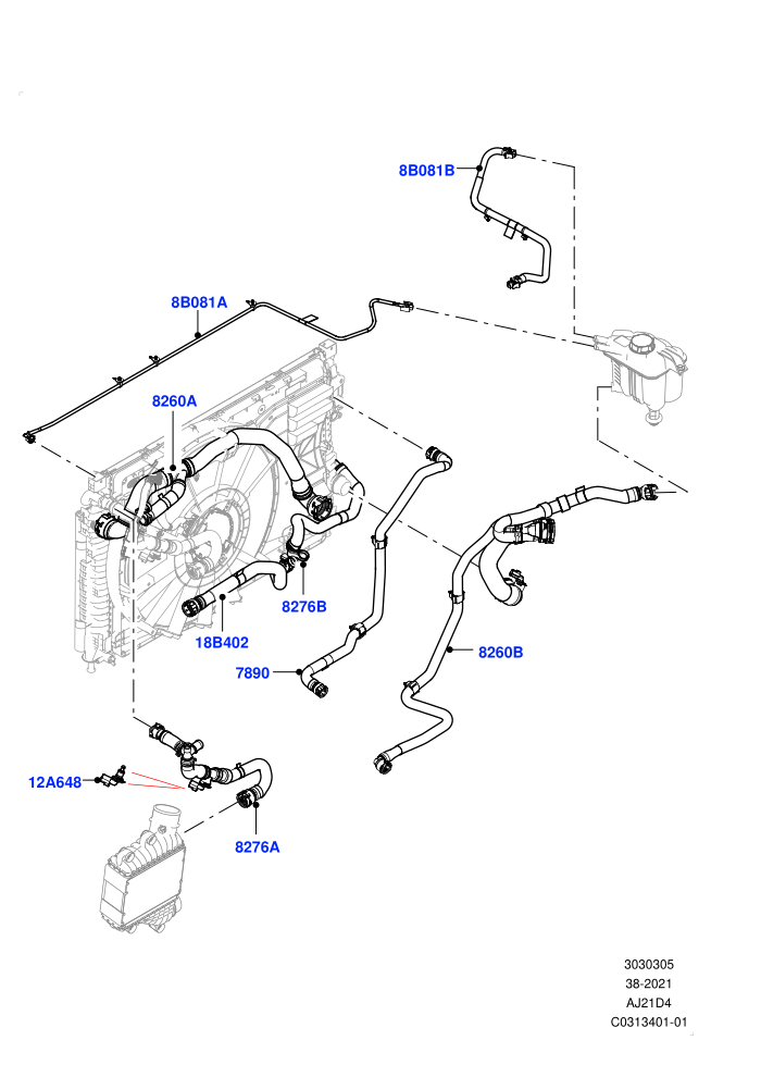 Cooling System Pipes And Hoses (2.0L AJ21D4 Diesel Mid,Itatiaia (Brazil))