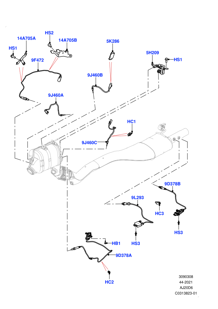 Exhaust Sensors And Modules (3.0L AJ20D6 Diesel High,EU6D - Final (Diesel) Emission,EU6E EA Emission,L7 Emission - Brazil)