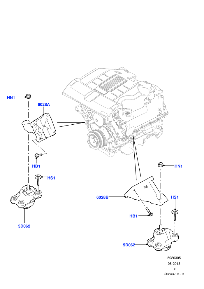 Engine Mounting (3.0L DOHC GDI SC V6 PETROL,5.0 Litre supercharged enhanced,5.0 Petrol AJ133 DOHC CDA,5.0L OHC SGDI SC V8 Petrol - AJ133)