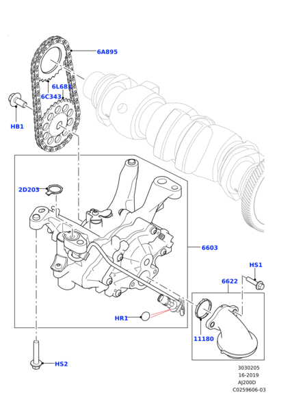 LR073751 LAND ROVER Цепь привода маслонасоса 2.0D