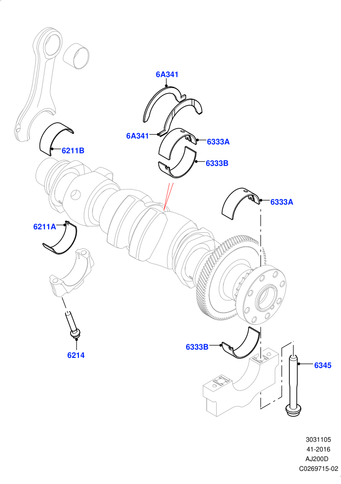 Crankshaft/Pistons And Bearings (2.0L I4 DSL HIGH DOHC AJ200,2.0L I4 DSL MID DOHC AJ200,Itatiaia (Brazil))((V)FROMGT000001)