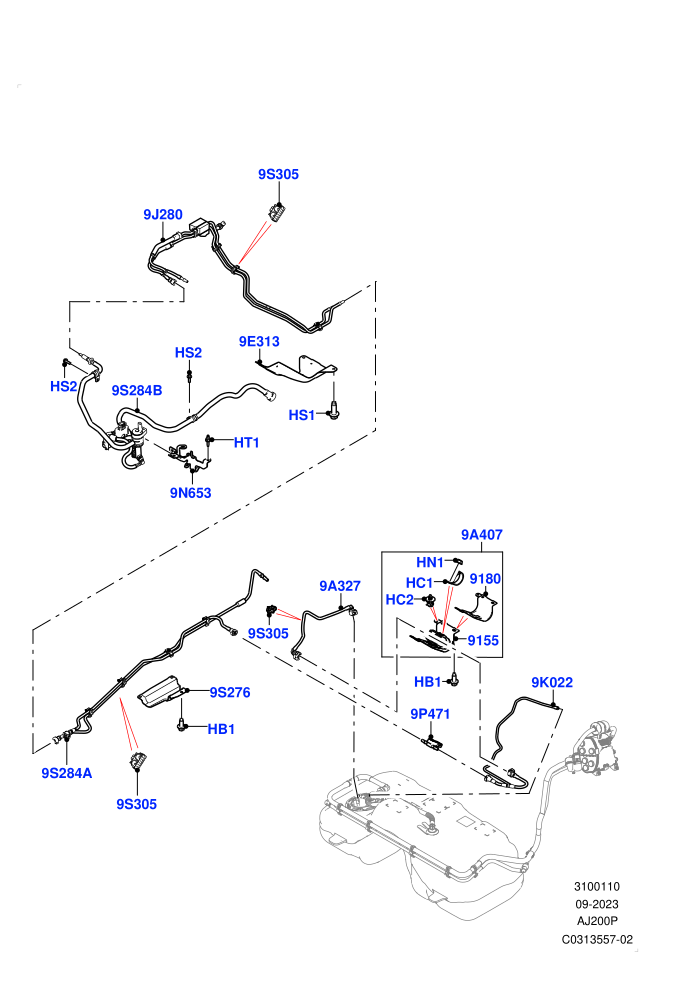 Fuel Lines (2.0L AJ20P4 Petrol E100 PTA,Itatiaia (Brazil),Pet Tank - Flex Fuel)