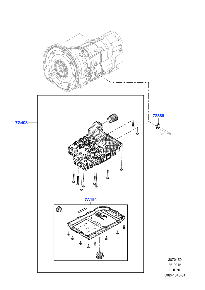 Valve Body - Main Control & Servo's (2.0L 16V TIVCT T/C 240PS Petrol,2.0L I4 DSL HIGH DOHC AJ200,3.0 V6 Diesel,3.0L DOHC GDI SC V6 PETROL,4.4L DOHC DITC V8 Diesel,5.0 Litre supercharged enhanced,5.0 Petrol AJ133 DOHC CDA,5.0L OHC SGDI NA V8 Petrol - AJ133