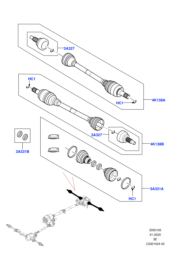 Drive Shaft - Rear Axle Drive (2.0L AJ200P Hi PHEV,2.0L I4 DSL HIGH DOHC AJ200,2.0L I4 High DOHC AJ200 Petrol,3.0L AJ20D6 Diesel High,3.0L AJ20P6 Petrol High,5.0 Petrol AJ133 DOHC CDA)(Driveshaft)