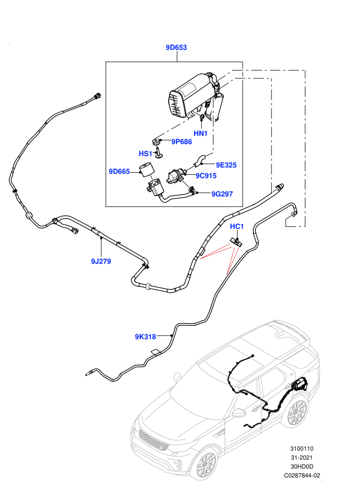 Fuel Lines (3.0L DOHC GDI SC V6 PETROL,Pet Tank With Leak Det - Lrg Filter,Petrol Tank With Leak Detection)(Rear,Solihull Plant Build)((V)FROMKA081001)