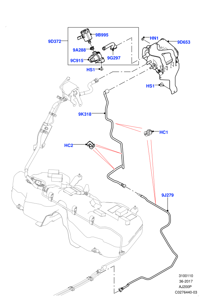Fuel Lines (2.0L I4 High DOHC AJ200 Petrol,2.0L I4 Mid DOHC AJ200 Petrol,Pet Tank With Leak Det - Lrg Filter,Petrol Tank With Leak Detection)((V)TOLA999999)