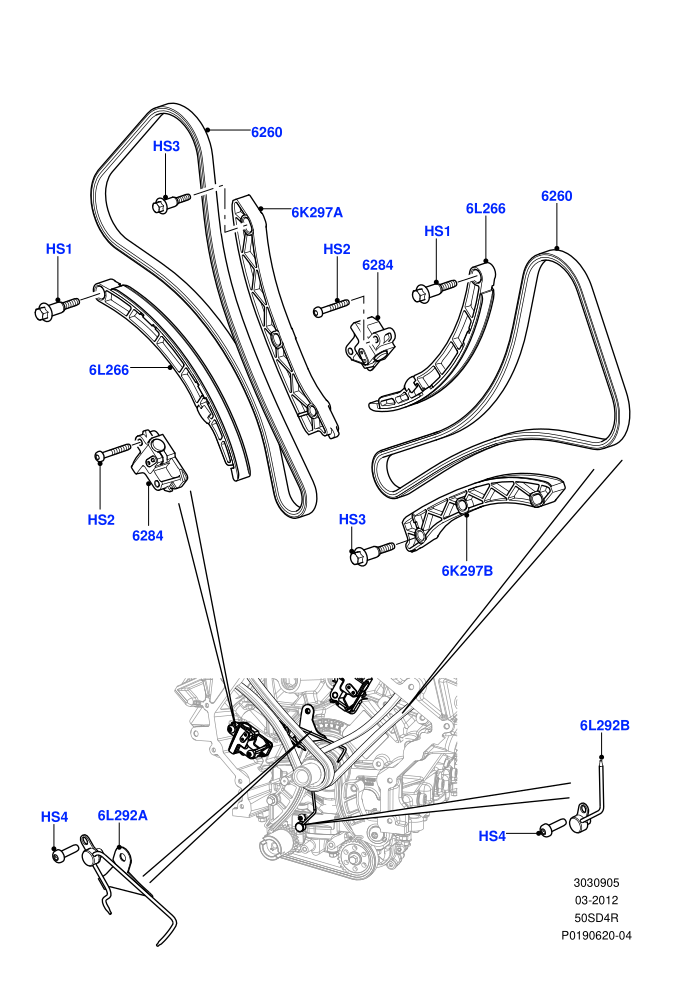Timing Gear (5.0L OHC SGDI NA V8 Petrol - AJ133)(Timing Chains, Tensioners)((V)FROMAA000001)