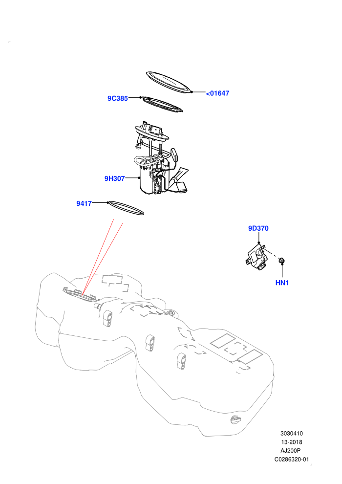 Fuel Pump And Sender Unit (2.0L I4 High DOHC AJ200 Petrol,2.0L I4 Mid DOHC AJ200 Petrol)((V)FROMKA000001)