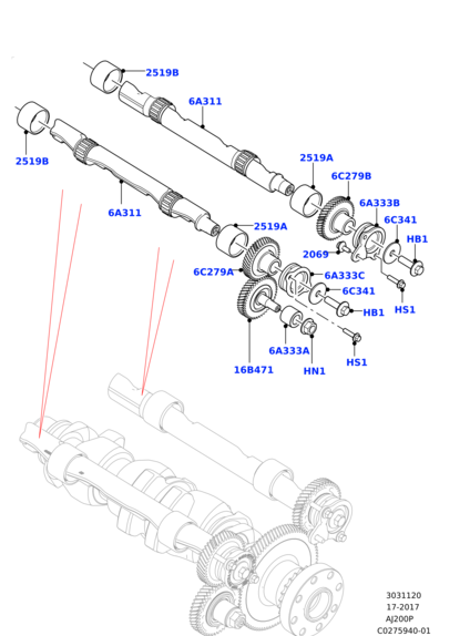 LR092982 LAND ROVER Вал балансирный 2.0