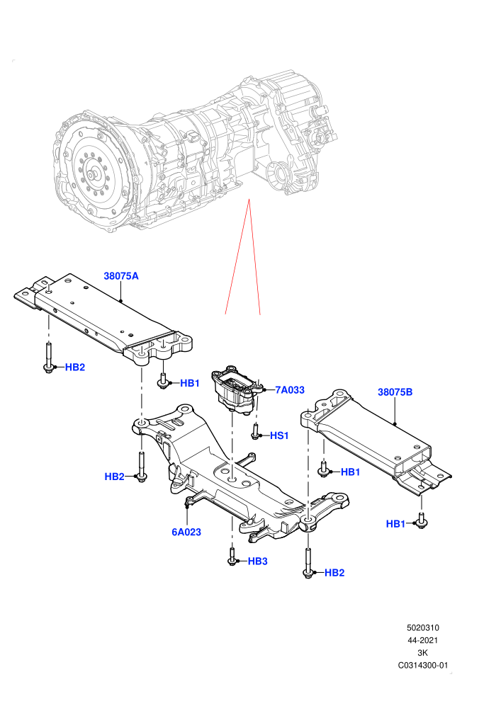 Transmission Mounting (3.0L AJ20P6 Petrol High)