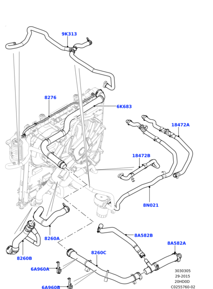 LR077702 ZZVF Трубка от расширительного бачка к радиатору RRN c 2013 3.0V6