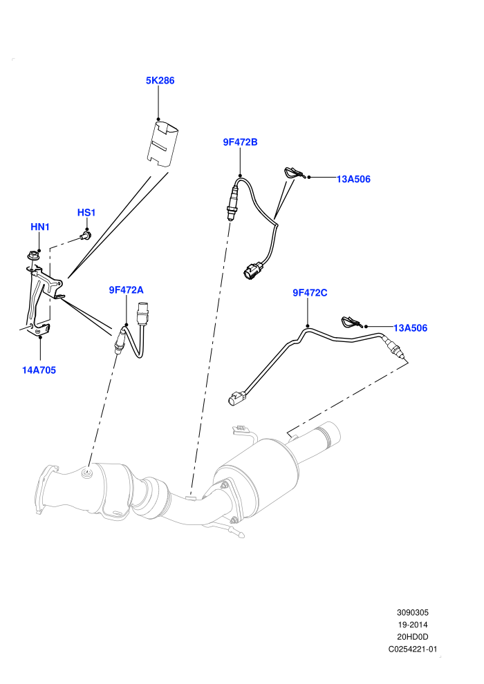 Exhaust System (2.0L 16V TIVCT T/C Gen2 Petrol,Halewood (UK))(Exhaust System Sensors)