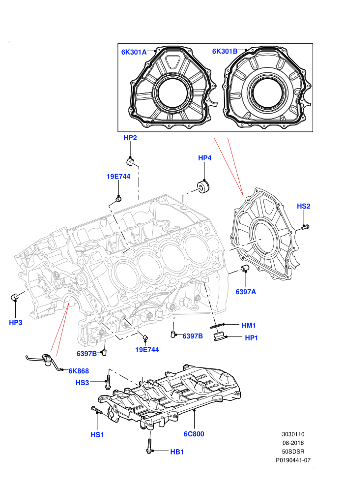 Cylinder Block And Plugs (5.0L OHC SGDI SC V8 Petrol - AJ133)((V)FROMAA000001)