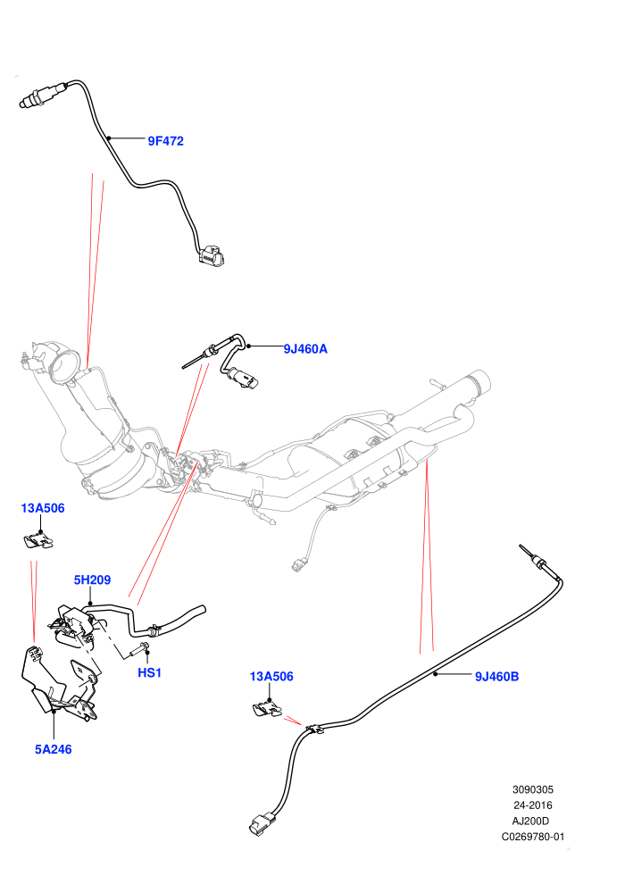 Exhaust System (2.0L I4 DSL HIGH DOHC AJ200,2.0L I4 DSL MID DOHC AJ200,Itatiaia (Brazil))(Sensors)((V)FROMGT000001)