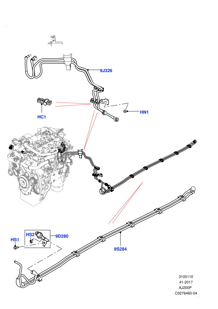 Fuel Lines (2.0L I4 High DOHC AJ200 Petrol,2.0L I4 Mid DOHC AJ200 Petrol)((V)TOLA999999)