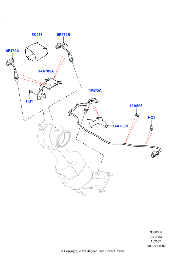 Exhaust Sensors And Modules (2.0L AJ20P4 Petrol Mid PTA,Changsu (China),China N6B (Petrol) - Compliance,SULEV30 CN6B China Emission)