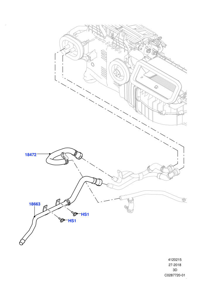 Heater Hoses (3.0 V6 D Gen2 Mono Turbo,3.0 V6 D Gen2 Twin Turbo,3.0 V6 D Low MT ROW,Less Heater,With Ptc Heater)(Solihull Plant Build)((V)FROMKA000001)