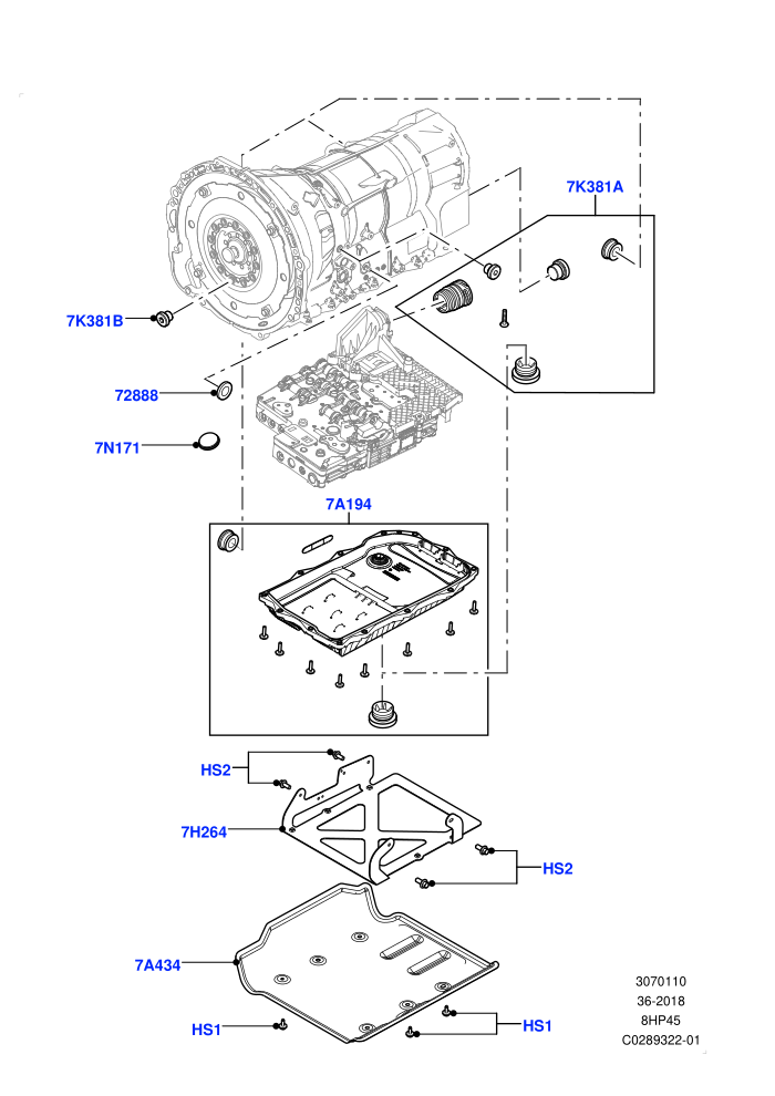 Transmission External Components (8 Speed Auto Trans ZF 8HP45)(Nitra Plant Build)((V)FROMK2000001)