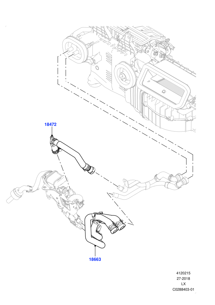 Heater Hoses (4.4L DOHC DITC V8 Diesel,Fuel Fired Heater With Park Heat,Fuel Heater W/Pk Heat With Remote)(Front)((V)FROMKA000001)