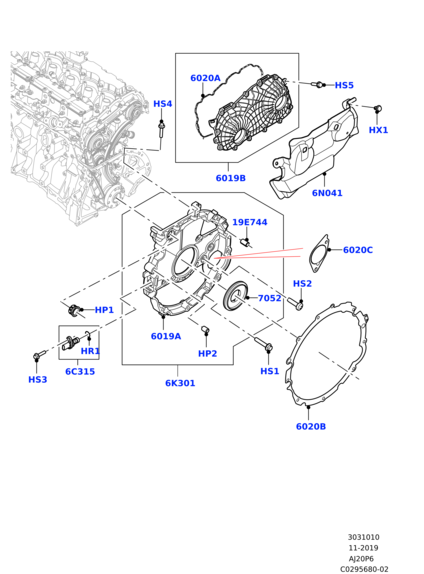LR123925 LAND ROVER Прокладка (коробка передач – двигатель) 3,0 л AJ20P6/3,0 л AJ20D6