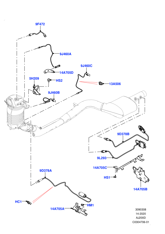 Exhaust Sensors And Modules (2.0L I4 DSL HIGH DOHC AJ200,EU6D - Final (Diesel) Emission,EU6D Diesel + DPF Emissions,Short Wheelbase)(Nitra Plant Build)