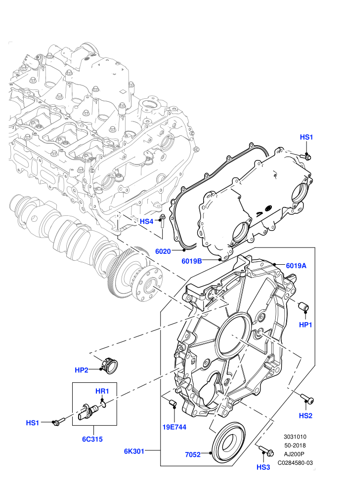 Timing Gear Covers (2.0L I4 High DOHC AJ200 Petrol,2.0L I4 Mid DOHC AJ200 Petrol,Changsu (China))