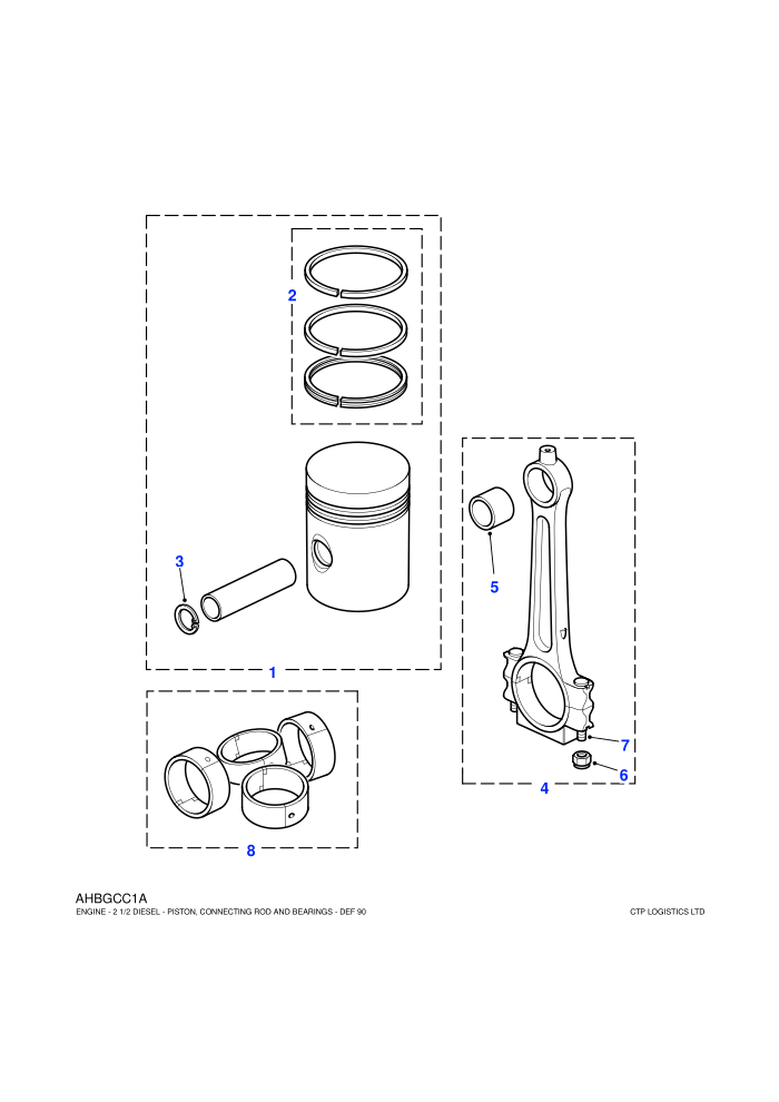Piston, Connecting Rod & Bearings (2.5L 4 Cyl NA L/R Diesel)
