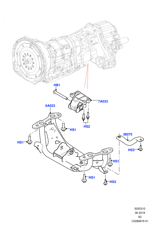Transmission Mounting (3.0L DOHC GDI SC V6 PETROL)(Nitra Plant Build)((V)FROMK2000001)