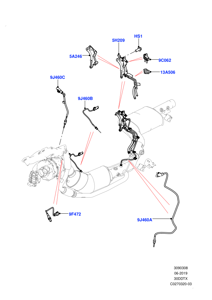 Exhaust Sensors And Modules (3.0 V6 Diesel,Proconve L6 Emissions,Stage V Plus DPF)(Solihull Plant Build)((V)FROMHA000001)