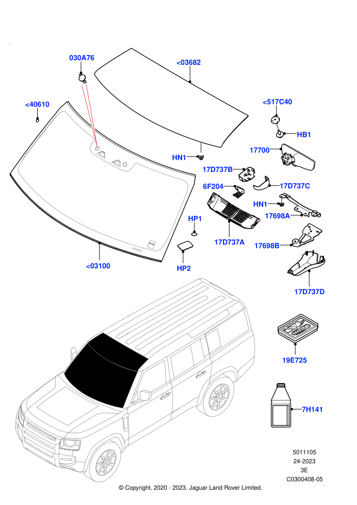 Windscreen/Inside Rear View Mirror