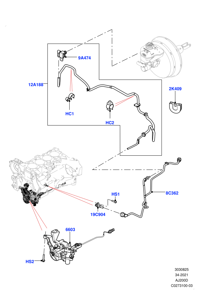 Vacuum Control And Air Injection (2.0L I4 DSL MID DOHC AJ200,RHD)(Solihull Plant Build)((V)FROMHA000001)