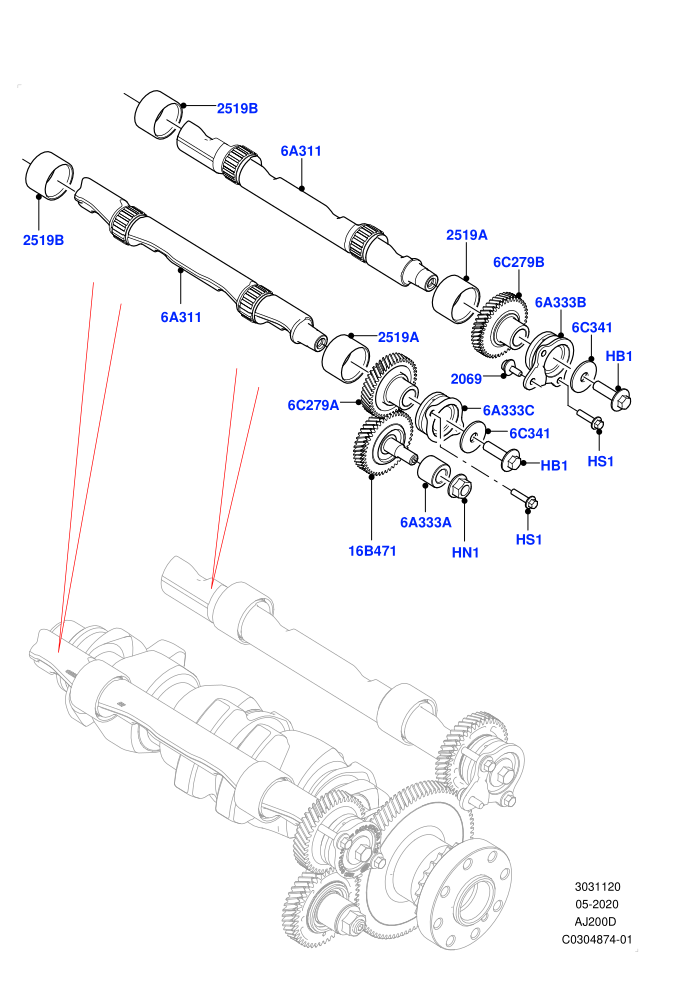 Balance Shafts And Drive (2.0L AJ20D4 Diesel Mid PTA,Itatiaia (Brazil))((V)FROMLT000001)