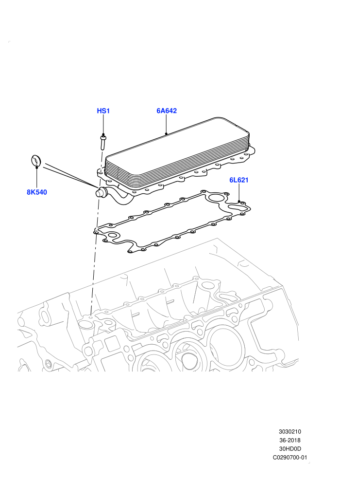 Oil Cooler And Filter (3.0L DOHC GDI SC V6 PETROL)(Nitra Plant Build,Oil Cooler)((V)FROMK2000001)