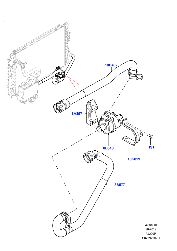 Water Pump (2.0L AJ20P4 Petrol Mid PTA,Changsu (China),High Engine Cooling,Low Engine Cooling,Medium Engine Cooling)
