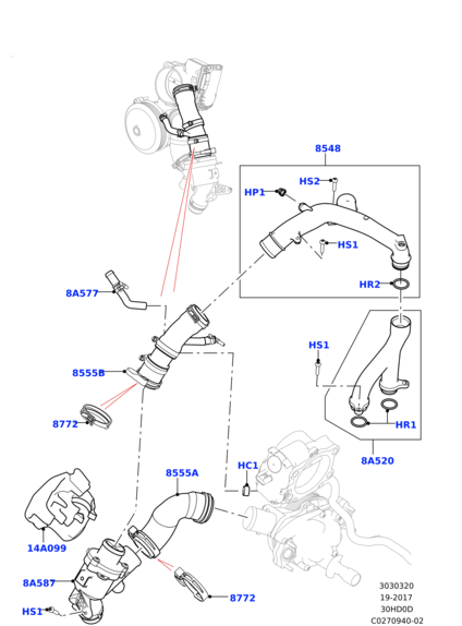 LR092992A LAND ROVER Патрубок охлаждения 5.0/3,0