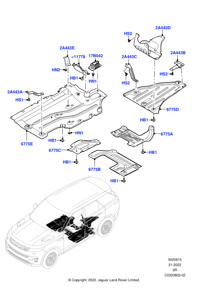 Splash And Heat Shields (Electric Engine Battery-MHEV,Less Electric Engine Battery)(Middle And Rear Section)