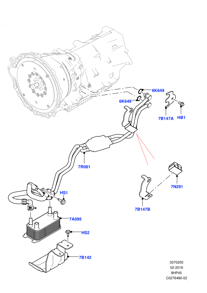 Transmission Cooling Systems (2.0L I4 High DOHC AJ200 Petrol,2.0L I4 Mid DOHC AJ200 Petrol,8 Speed Auto Trans ZF 8HP45)