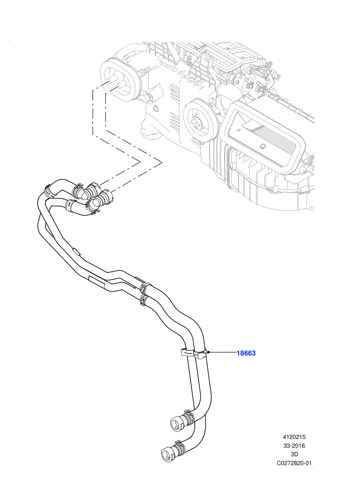 Heater Hoses (2.0L I4 DSL HIGH DOHC AJ200,2.0L I4 DSL MID DOHC AJ200,Premium Air Conditioning-Front/Rear,With Fresh Air Heater,With Front Comfort Air Con (IHKA),With Manual Air Conditioning,With Ptc Heater)(Solihull Plant Build)((V)TOJA999999 (V)FROMHA000
